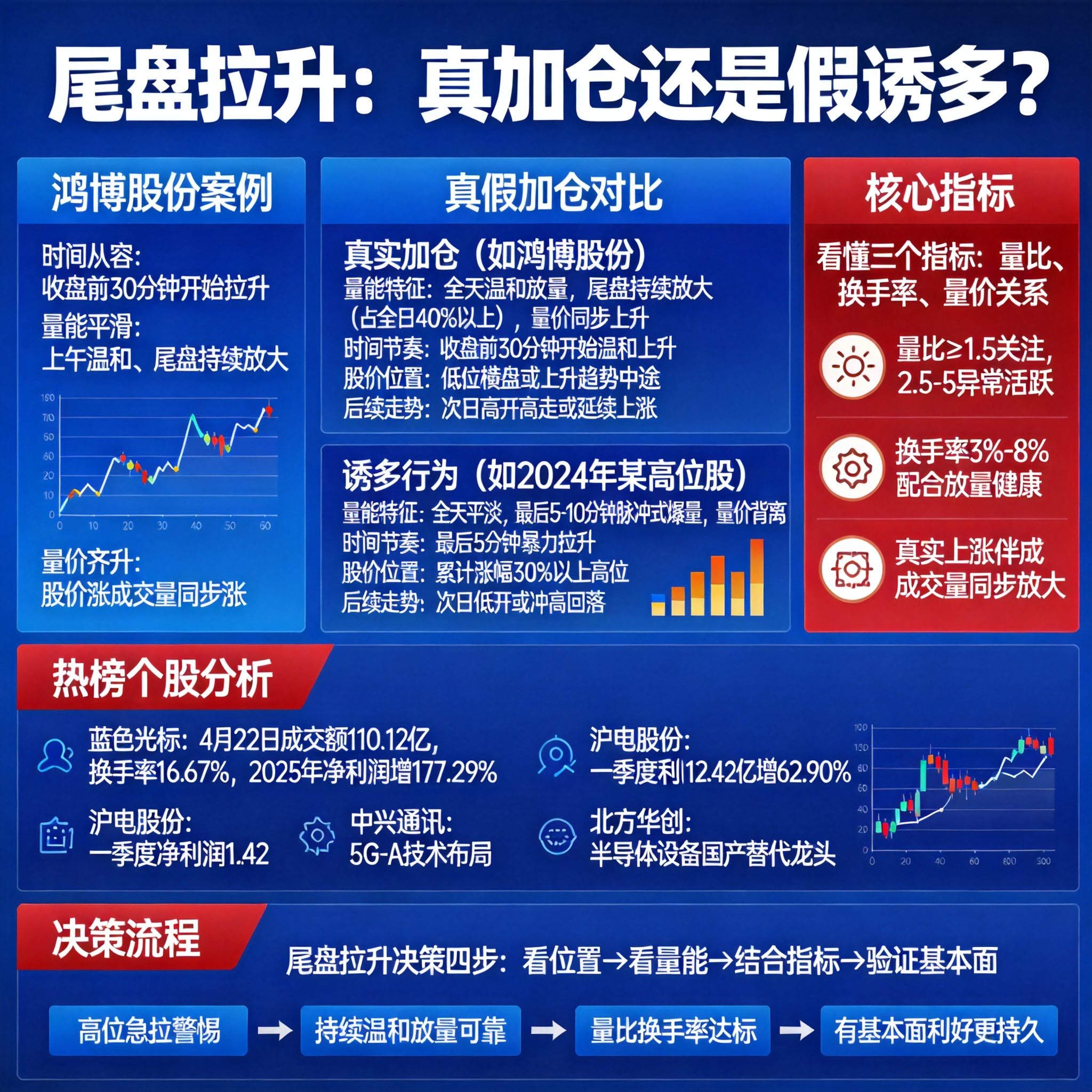 看懂尾盘拉升是加仓还是诱多，量比和换手率是关键