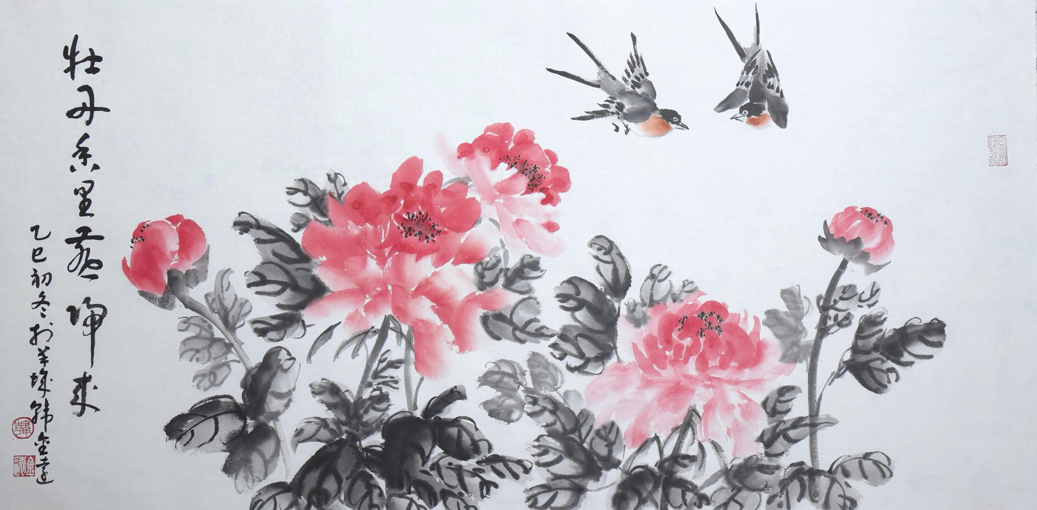 韩金远牡丹国画精品赏析，新春佳节共赏国色天香之美