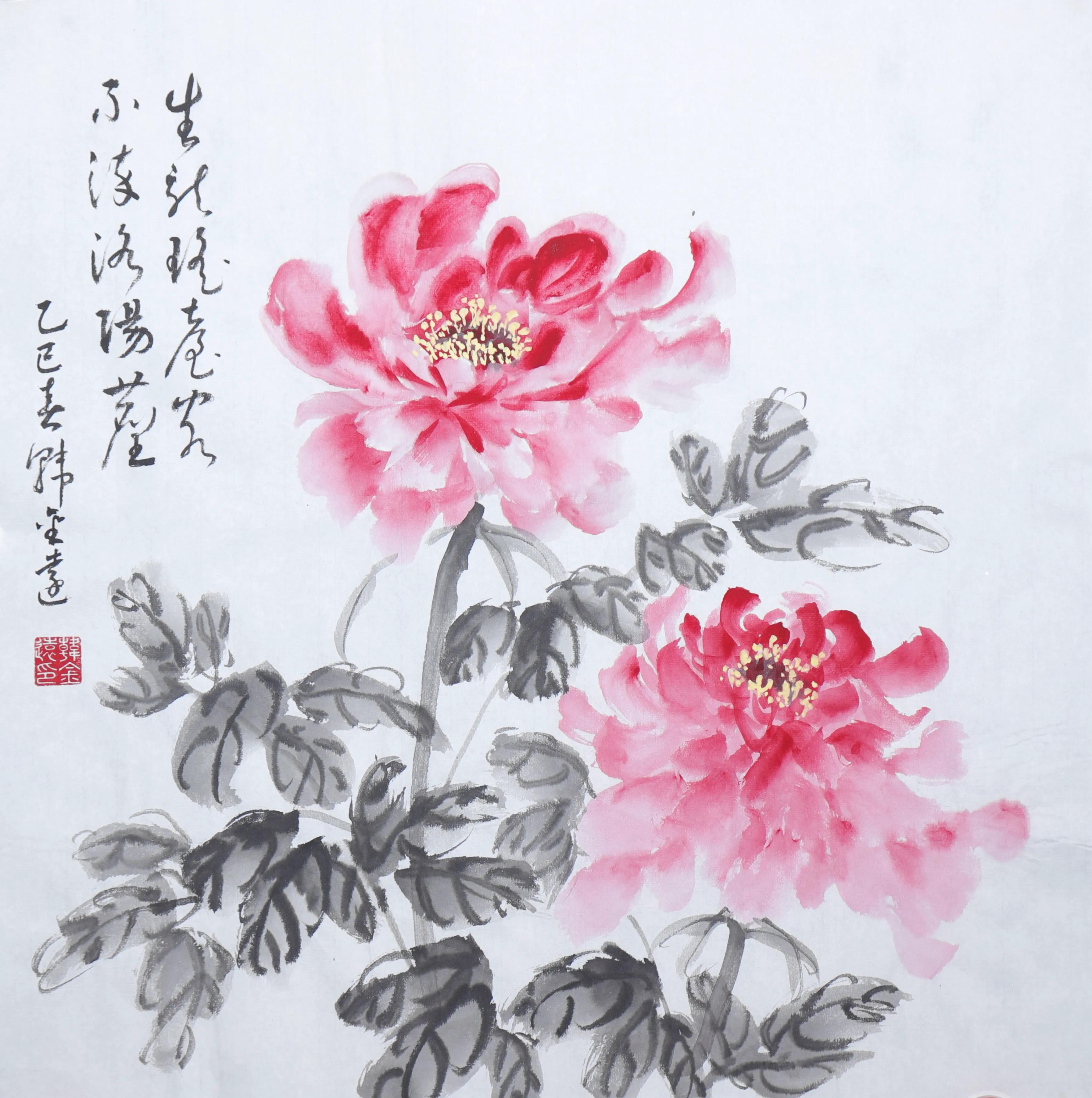国画牡丹赏析_韩金远牡丹画_十字绣富贵满堂图片