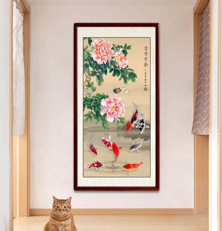 挂画风水吉祥寓意_十字绣富贵满堂图片_九鱼图旺宅选择